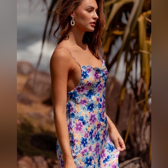 Sofia the Label / Isabelle Floral slip strappy violet midi Dress XS - Picture 10 of 11